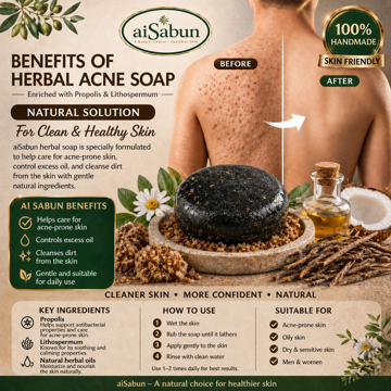 Picture of [Cold Process Plant-Based Oils with Herbal Extracts Handmade Acne Soap] aiSabun Propolis & Lithospermum 100g – Controls Oil, Cleanses Skin & Skin-Friendly
