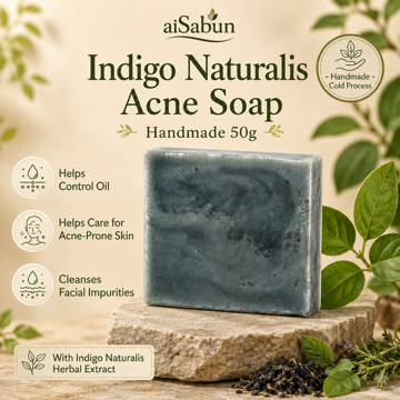 Picture of [100% Natural Handmade Acne Soap] aiSabun Indigo Naturalis Cold Process Soap 50g – Helps Control Oil, Cleanses & Skin-Friendly